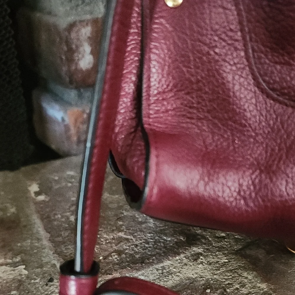 Coach Plum Pebbled Leather Satchel Crossbody Bag EUC
